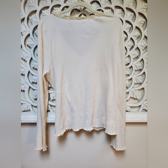 Liz Claiborne Lizwear Knit Button Down Top Super Soft Cream XXL - Picture 4 of 8